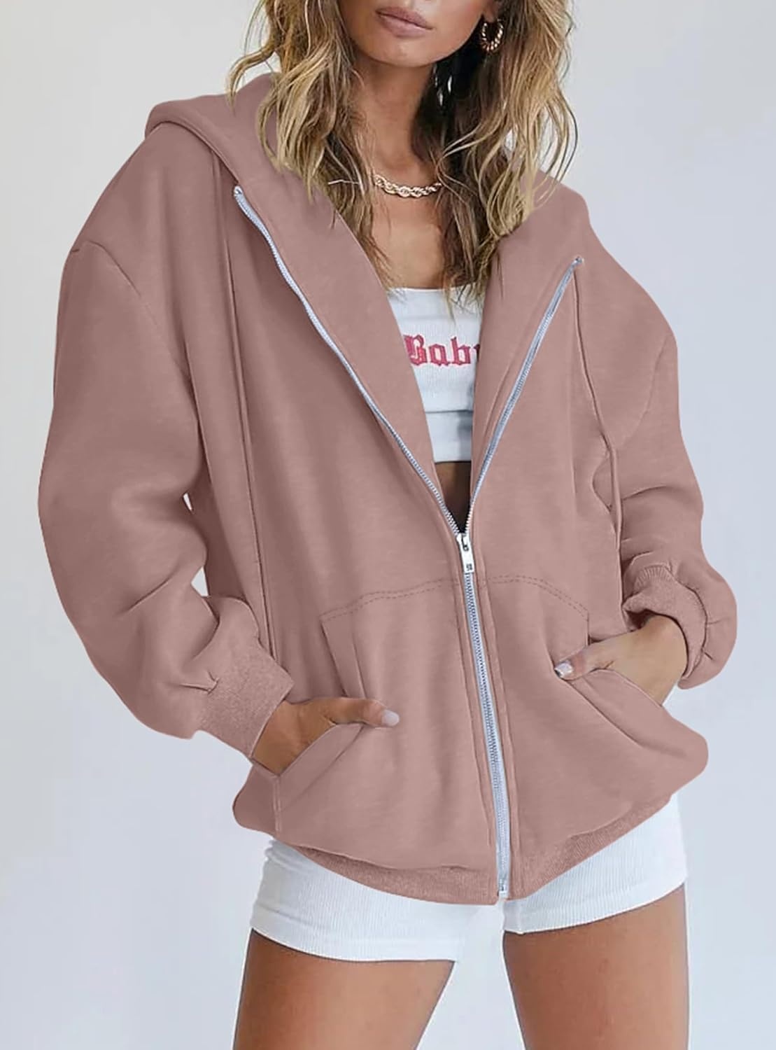 image:imagePRETTYGARDEN Womens Fall Zip Up Hoodies SweatshirtsNutmeg