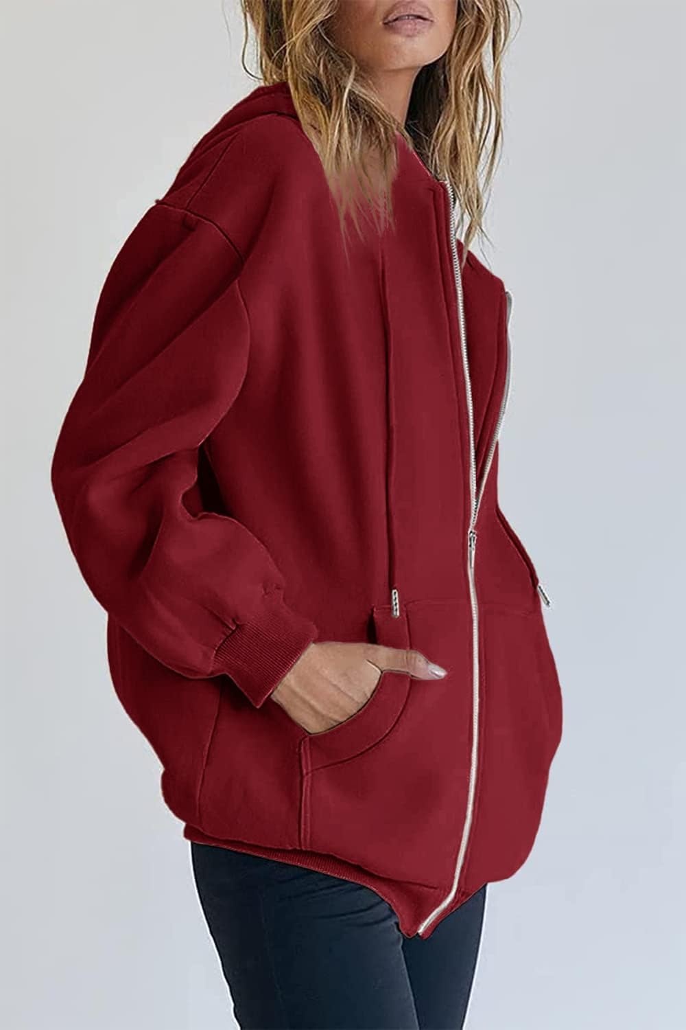 image:imagePRETTYGARDEN Womens Fall Zip Up Hoodies SweatshirtsRed