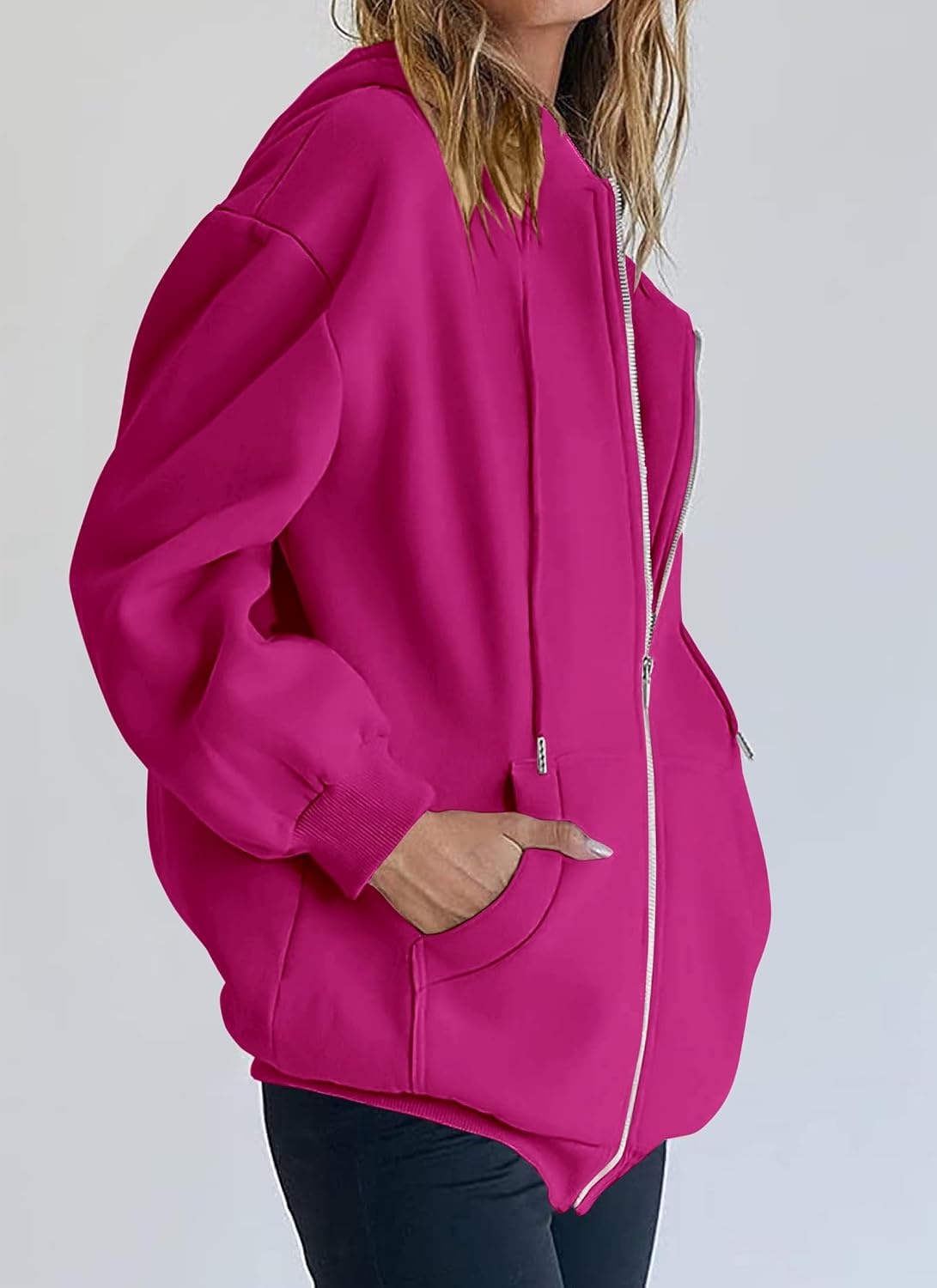 image:imagePRETTYGARDEN Womens Fall Zip Up Hoodies SweatshirtsRose Red