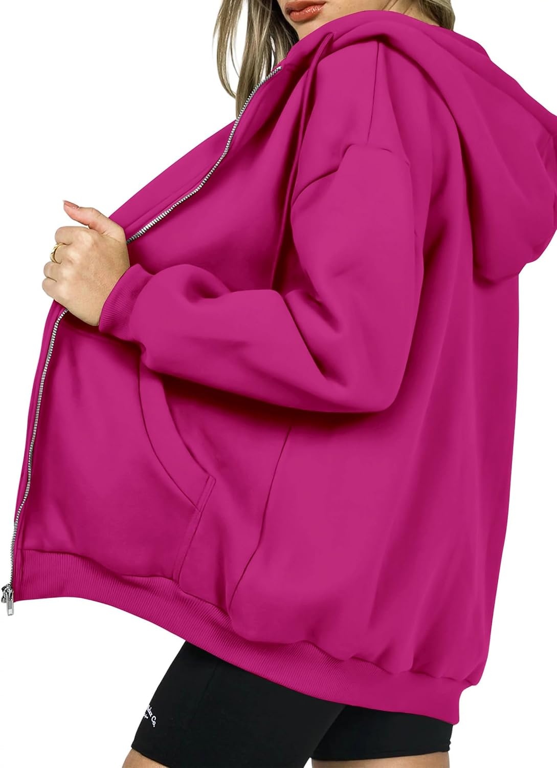 image:imagePRETTYGARDEN Womens Fall Zip Up Hoodies SweatshirtsRose Red