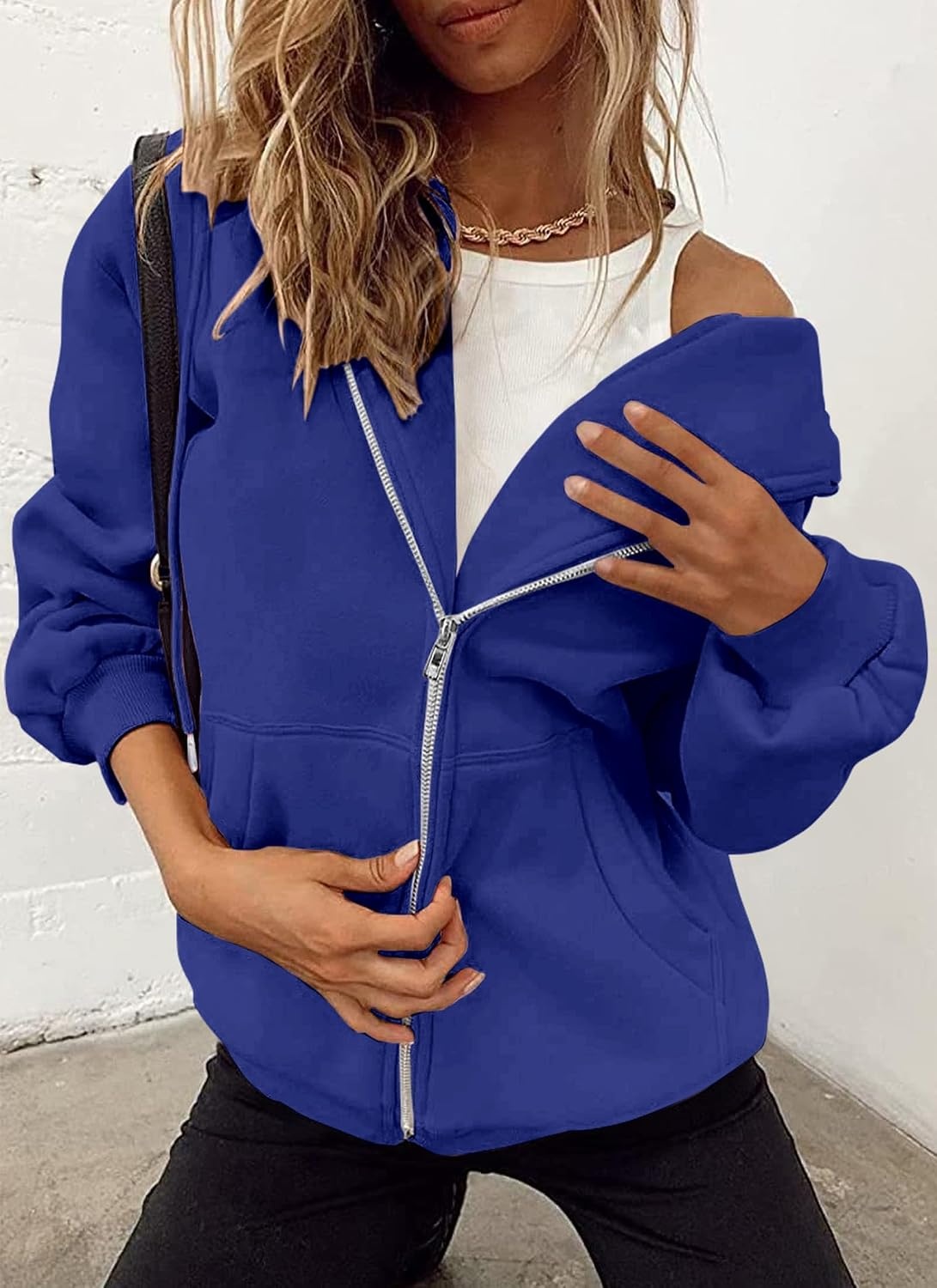 image:imagePRETTYGARDEN Womens Fall Zip Up Hoodies SweatshirtsRoyal Blue