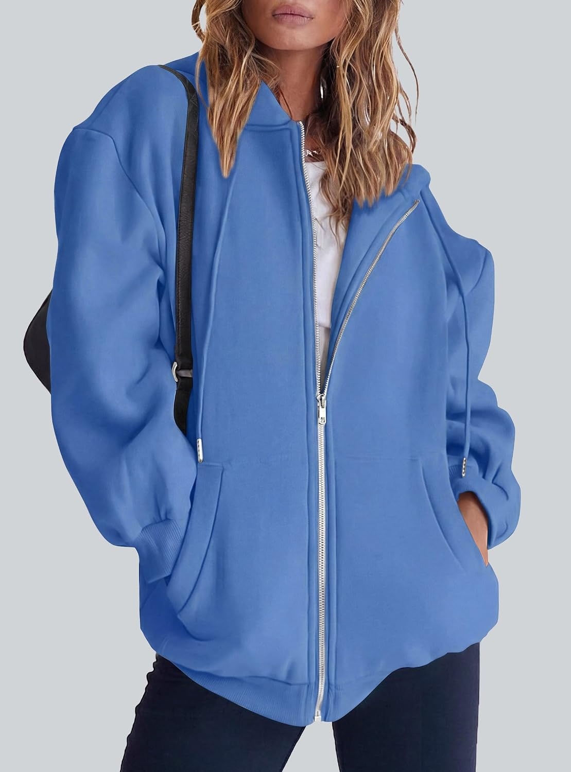 image:imagePRETTYGARDEN Womens Fall Zip Up Hoodies SweatshirtsSky Blue