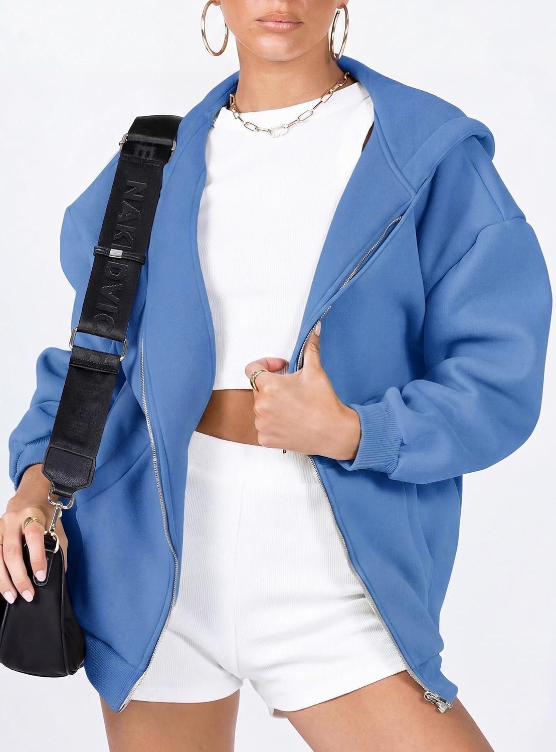 image:imagePRETTYGARDEN Womens Fall Zip Up Hoodies SweatshirtsSky Blue