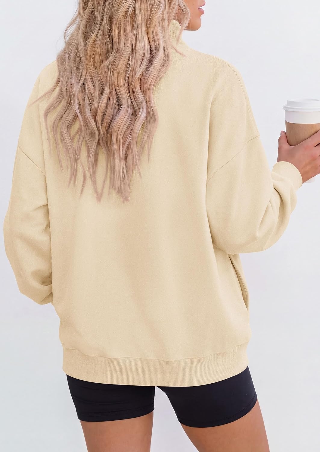 image:imagePRETTYGARDEN Womens Mock Neck Sweatshirt Oversized PulloverApricot