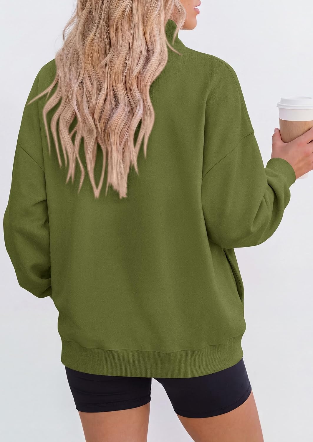 image:imagePRETTYGARDEN Womens Mock Neck Sweatshirt Oversized PulloverArmy Green