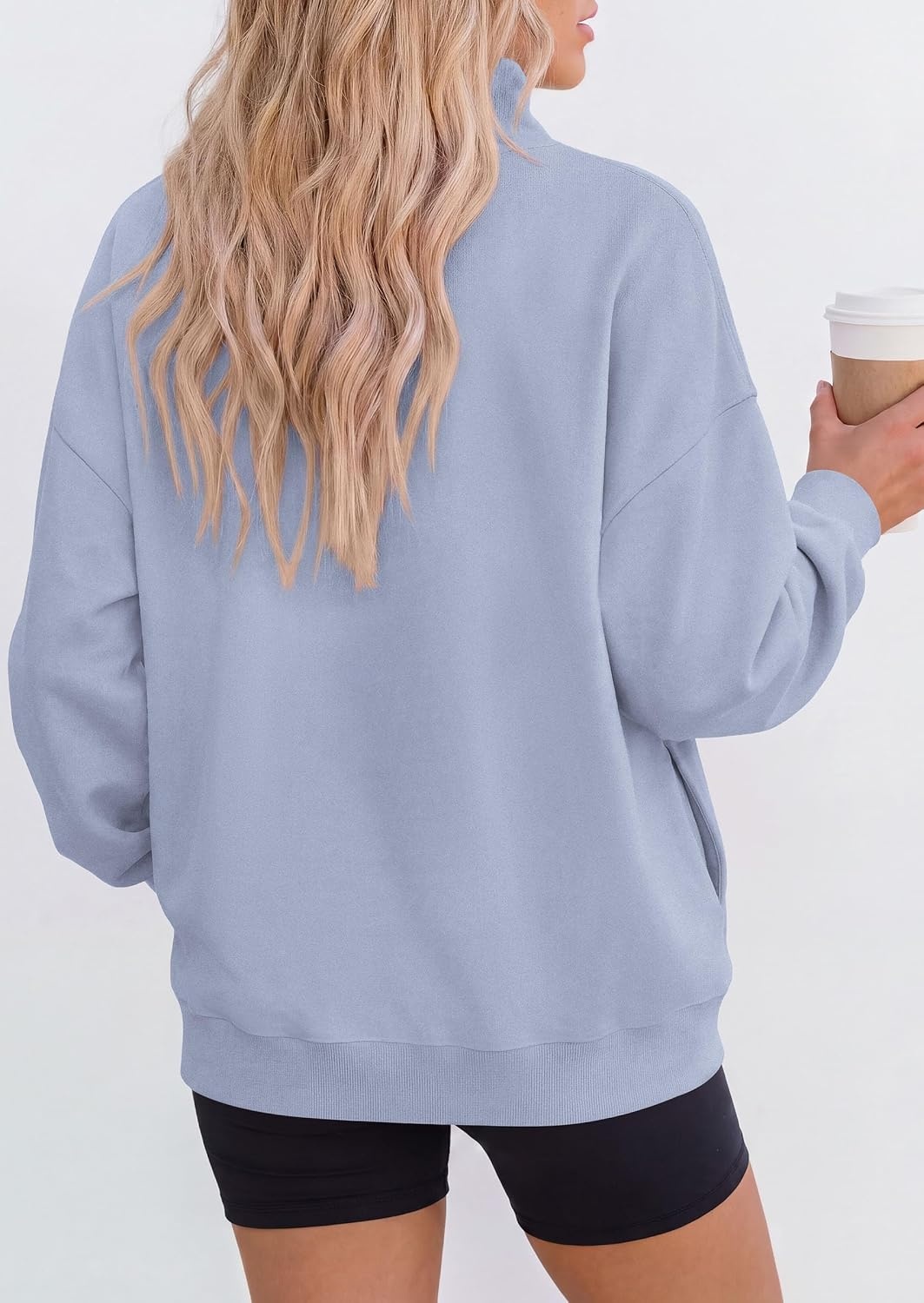 image:imagePRETTYGARDEN Womens Mock Neck Sweatshirt Oversized PulloverLight Blue