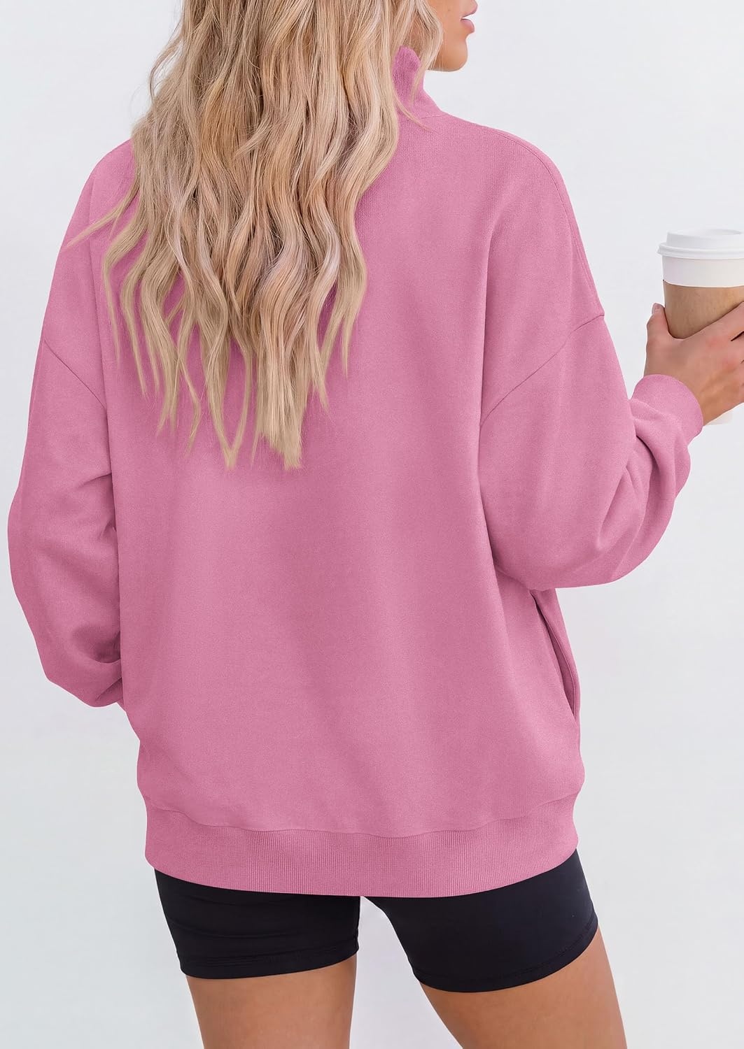 image:imagePRETTYGARDEN Womens Mock Neck Sweatshirt Oversized PulloverPink