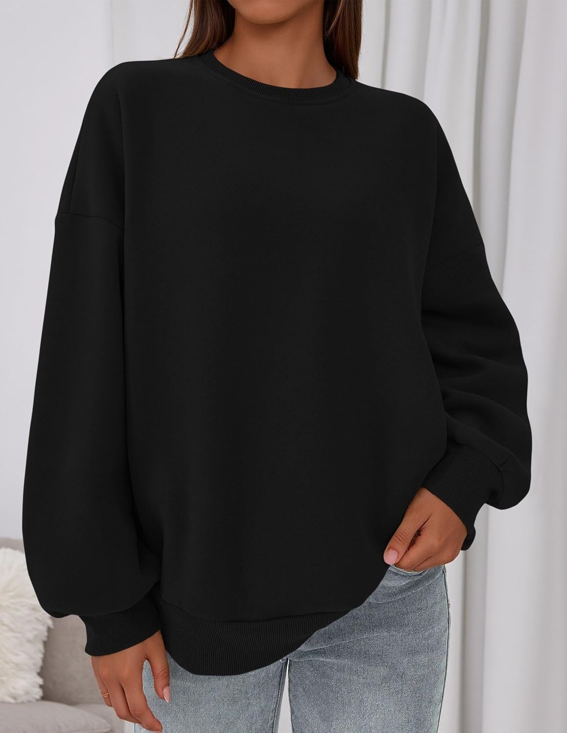 image:imagePRETTYGARDEN Womens Oversized Crewneck SweatshirtBlack
