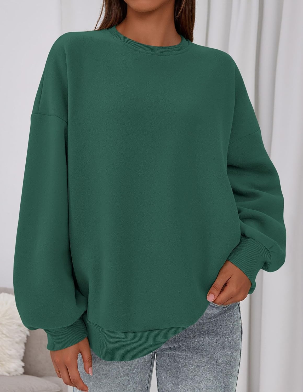 image:imagePRETTYGARDEN Womens Oversized Crewneck SweatshirtDark Green