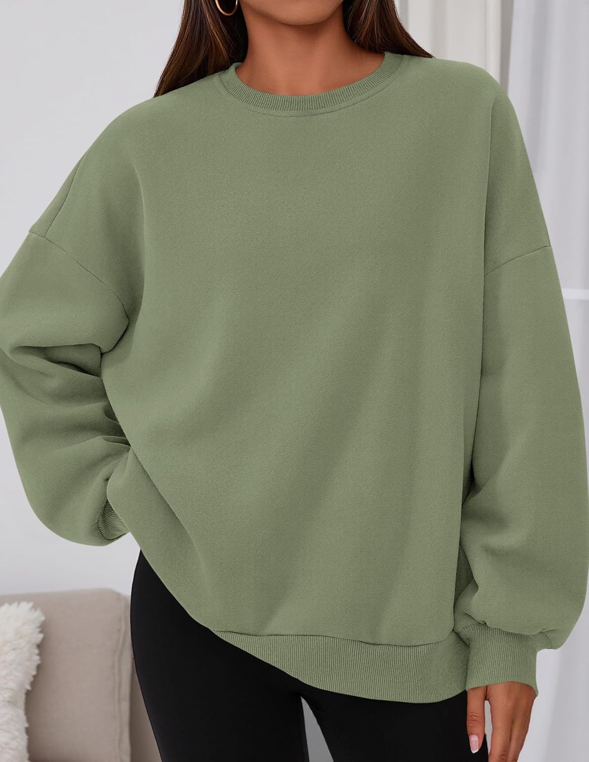 image:imagePRETTYGARDEN Womens Oversized Crewneck SweatshirtForest Green