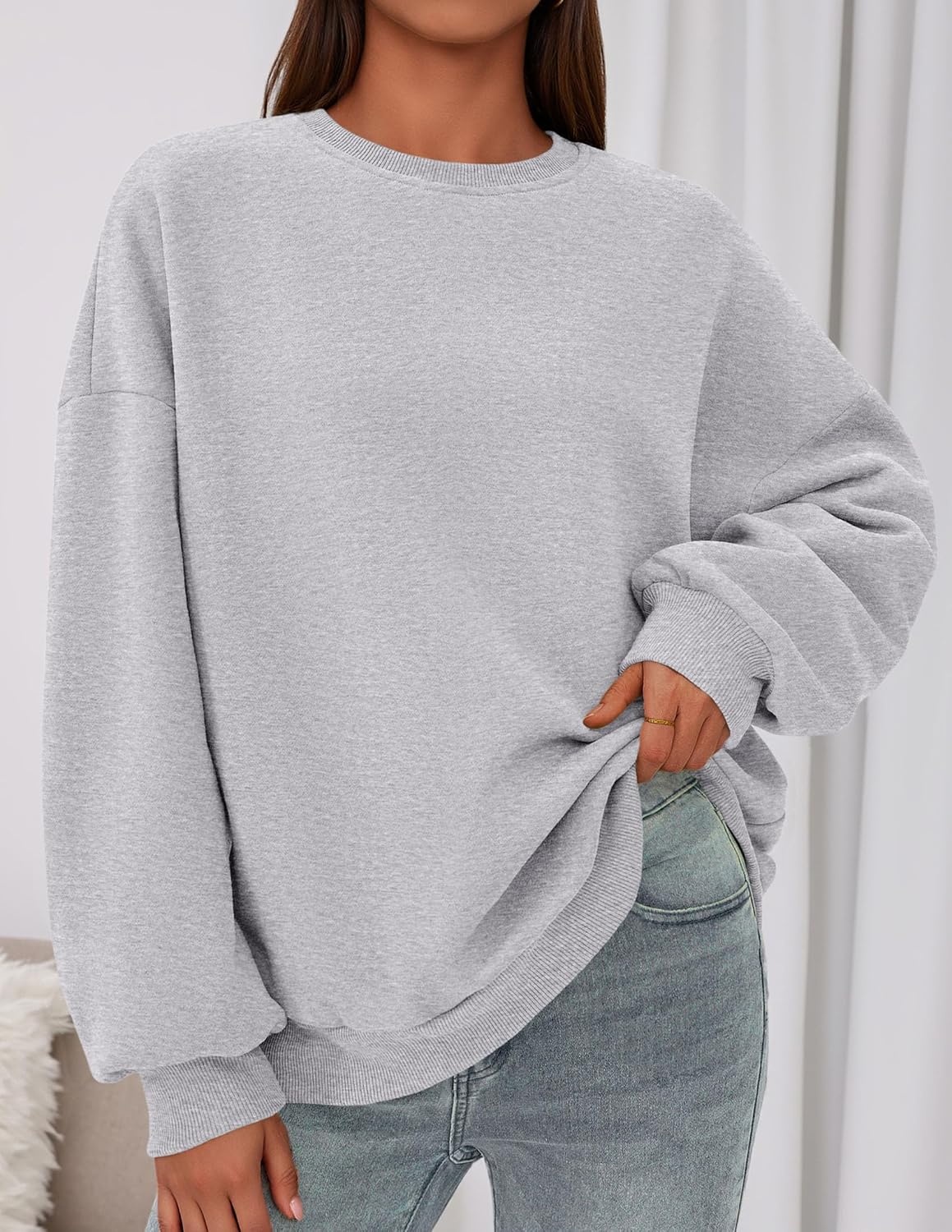 image:imagePRETTYGARDEN Womens Oversized Crewneck SweatshirtGrey