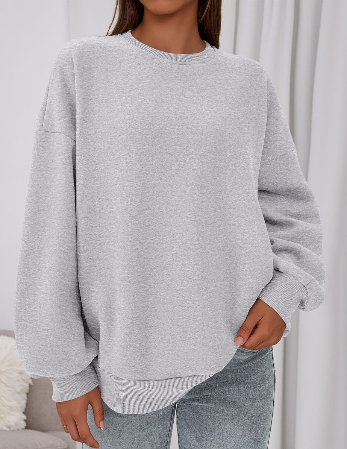 image:imagePRETTYGARDEN Womens Oversized Crewneck SweatshirtGrey