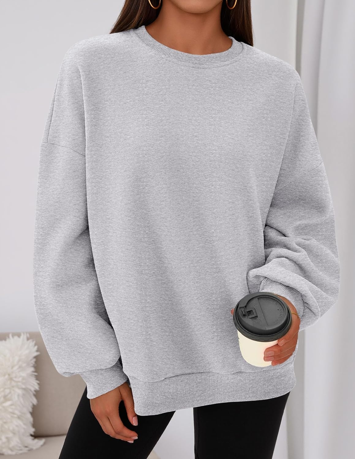 image:imagePRETTYGARDEN Womens Oversized Crewneck SweatshirtGrey
