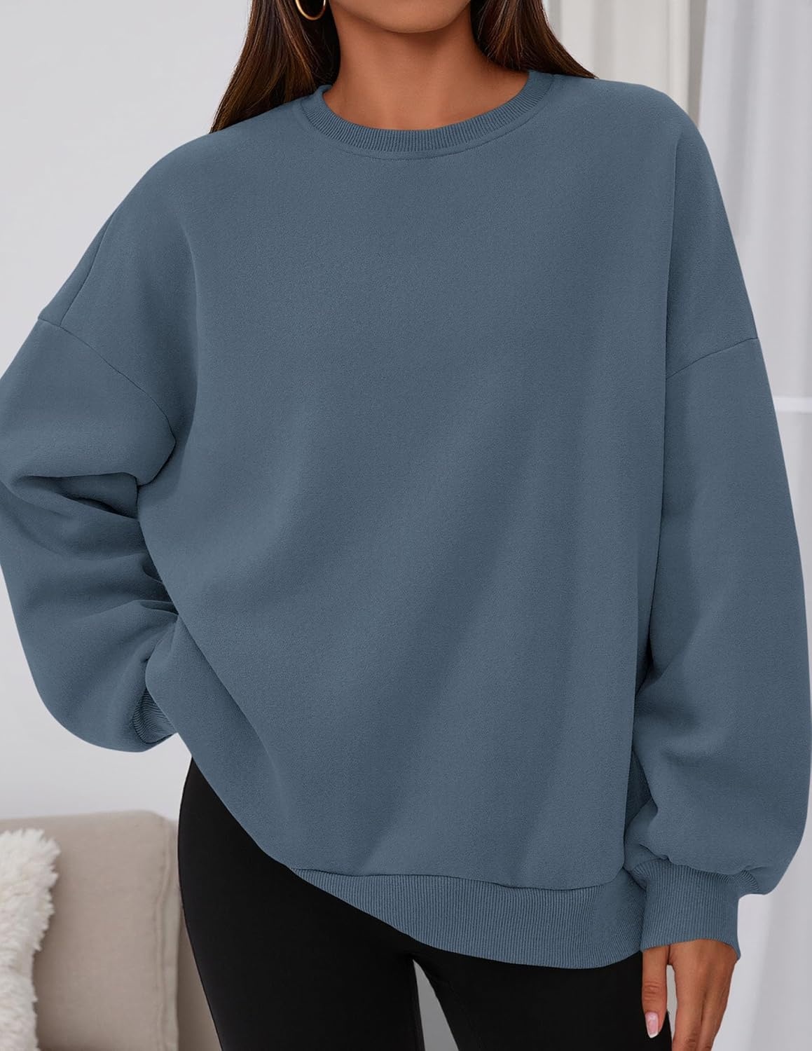 image:imagePRETTYGARDEN Womens Oversized Crewneck SweatshirtGrey Blue