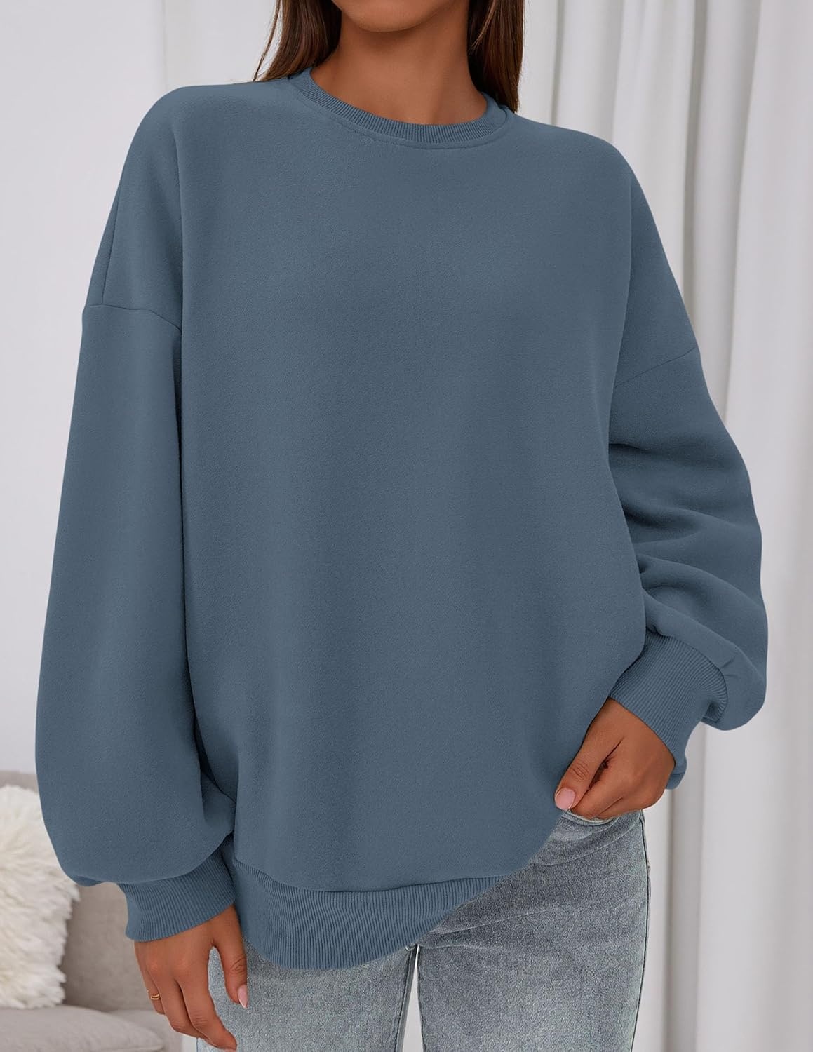 image:imagePRETTYGARDEN Womens Oversized Crewneck SweatshirtGrey Blue
