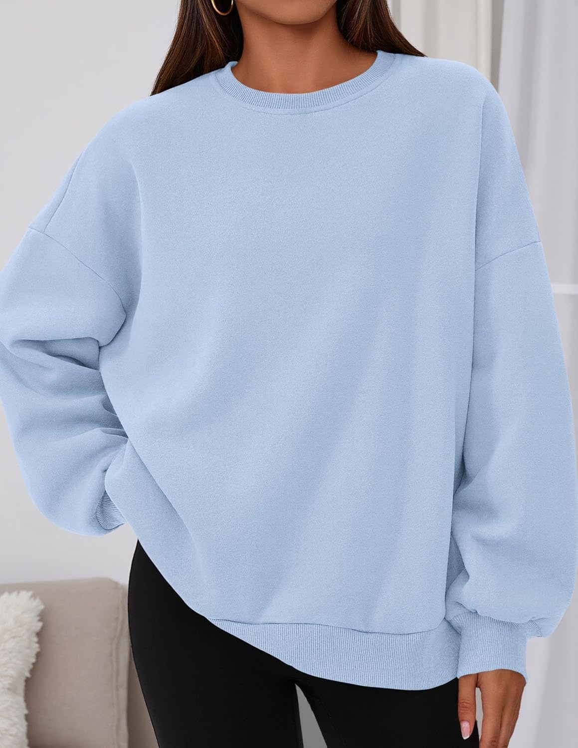 image:imagePRETTYGARDEN Womens Oversized Crewneck SweatshirtLight Blue