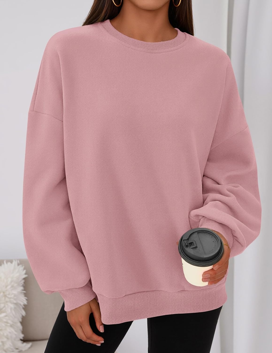 image:imagePRETTYGARDEN Womens Oversized Crewneck SweatshirtPink
