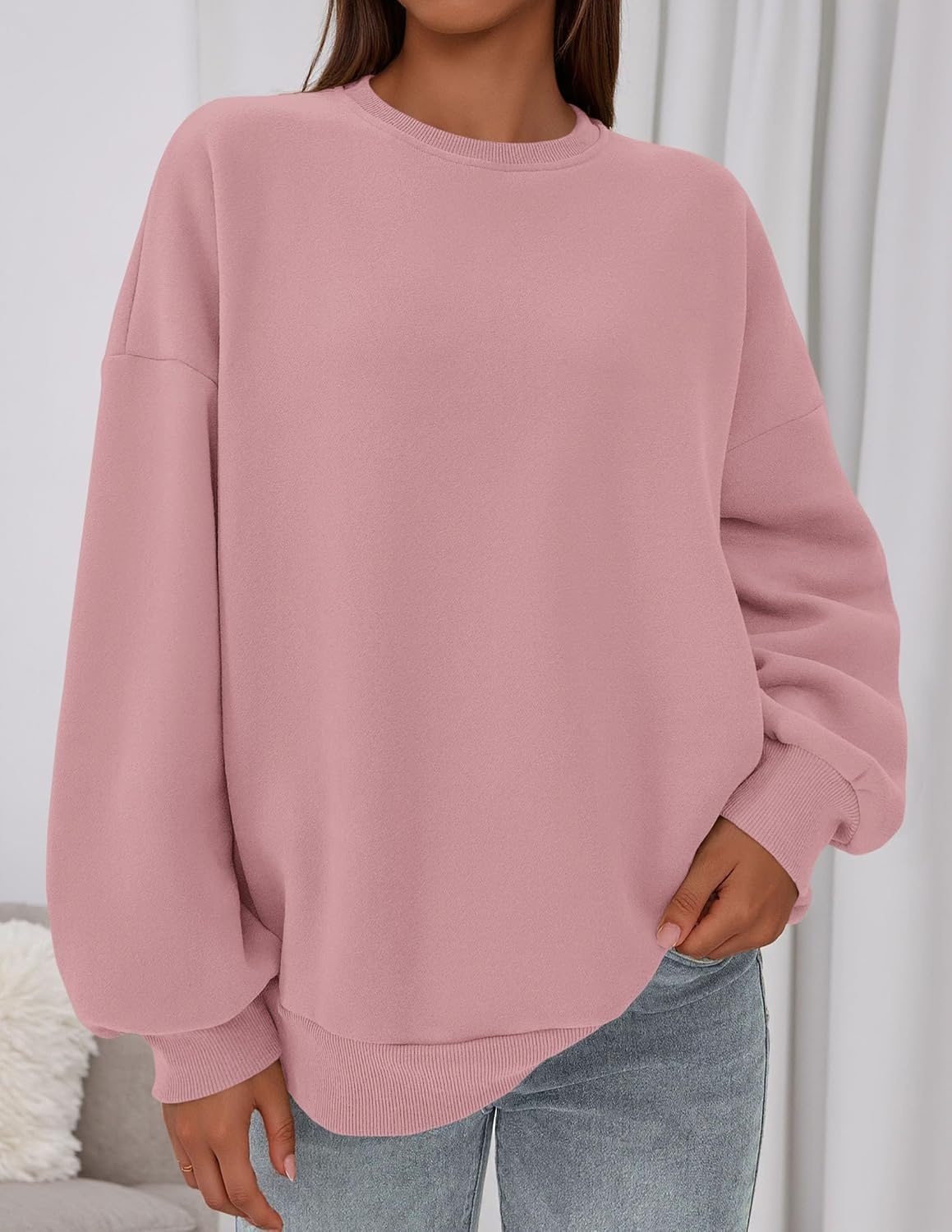 image:imagePRETTYGARDEN Womens Oversized Crewneck SweatshirtPink
