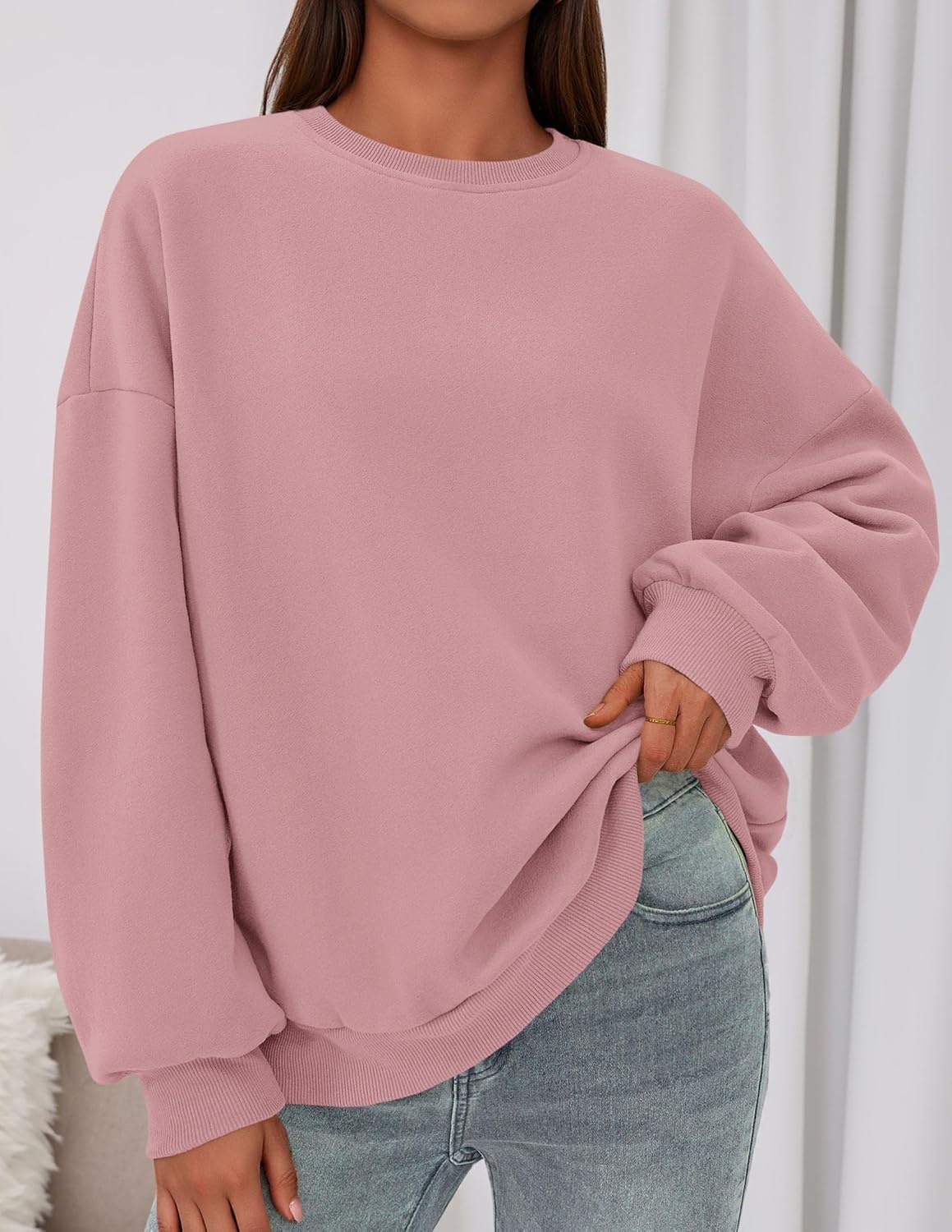 image:imagePRETTYGARDEN Womens Oversized Crewneck SweatshirtPink