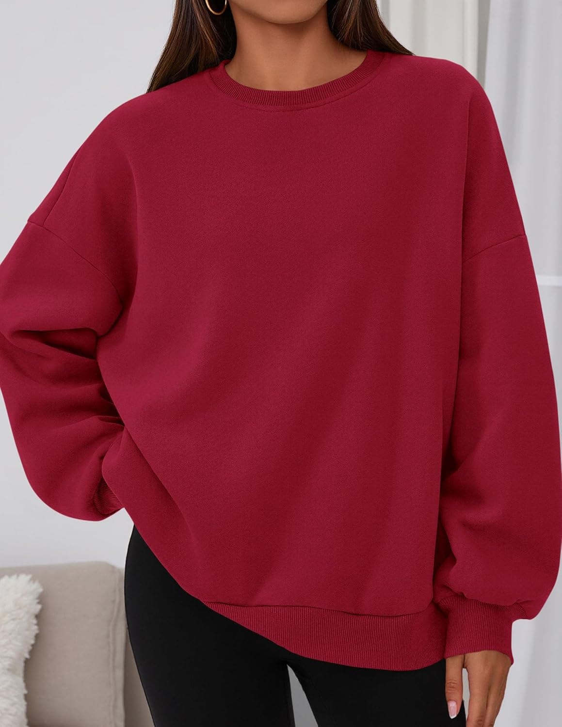 image:imagePRETTYGARDEN Womens Oversized Crewneck SweatshirtRed