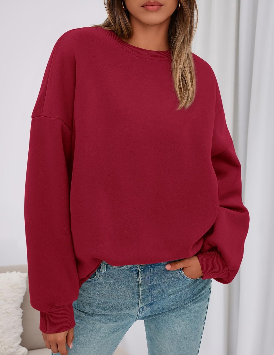 image:imagePRETTYGARDEN Womens Oversized Crewneck SweatshirtRed