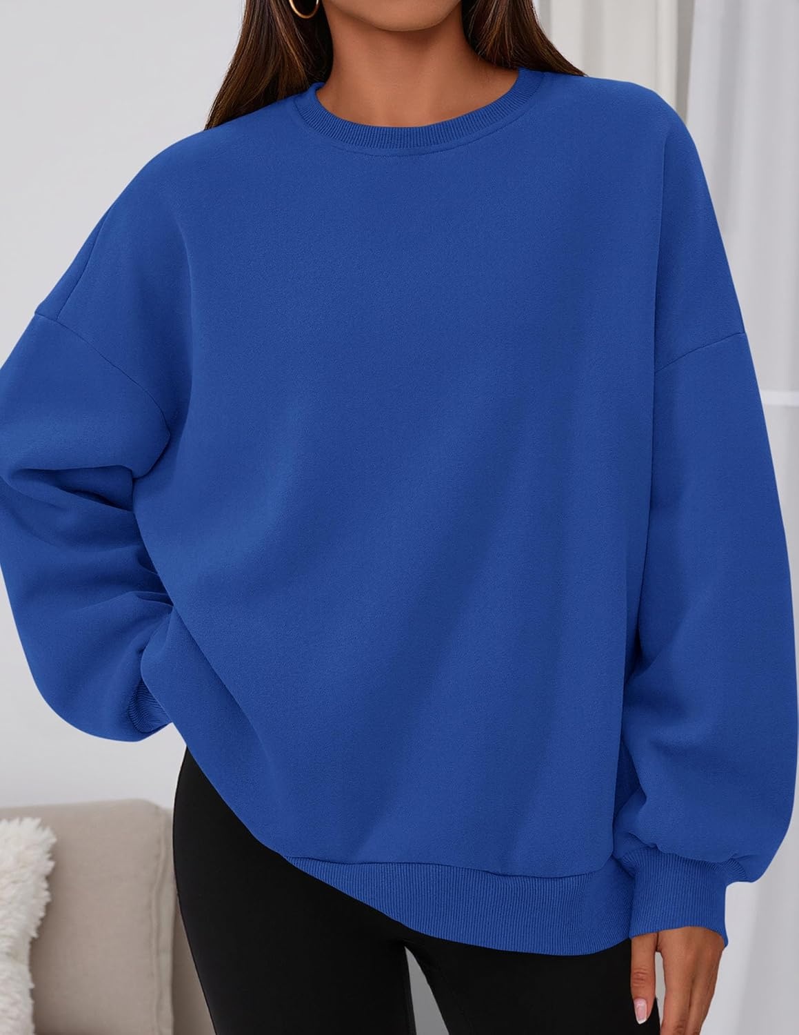 image:imagePRETTYGARDEN Womens Oversized Crewneck SweatshirtRoyal Blue