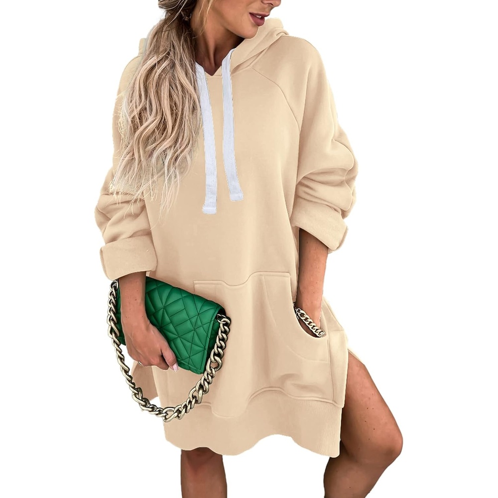 image:imagePRETTYGARDEN Sweatshirt for Women Fall Oversized Hoodie DressApricot