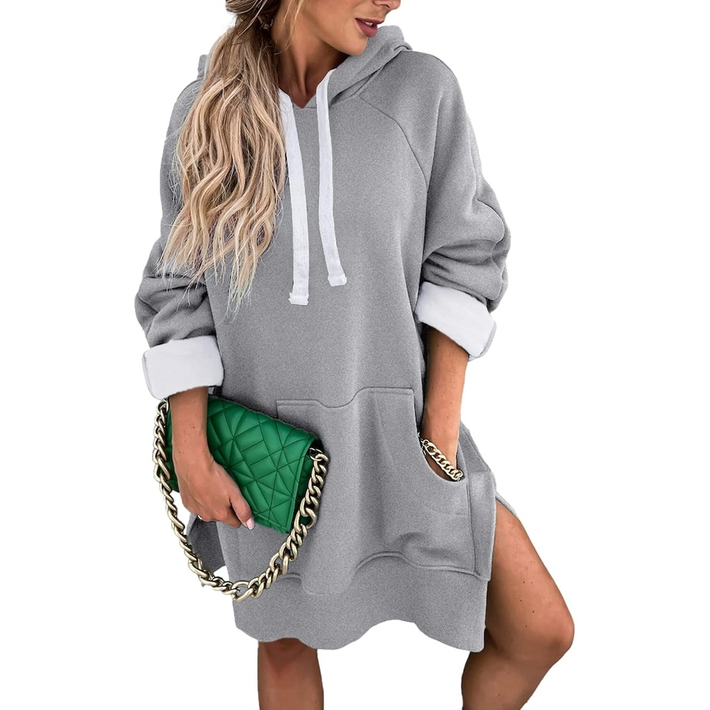image:imagePRETTYGARDEN Sweatshirt for Women Fall Oversized Hoodie DressLight Grey