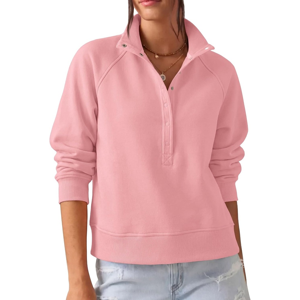 image:imagePRETTYGARDEN Womens Fall Oversized Sweatshirts Mock Neck Henley PulloverPink