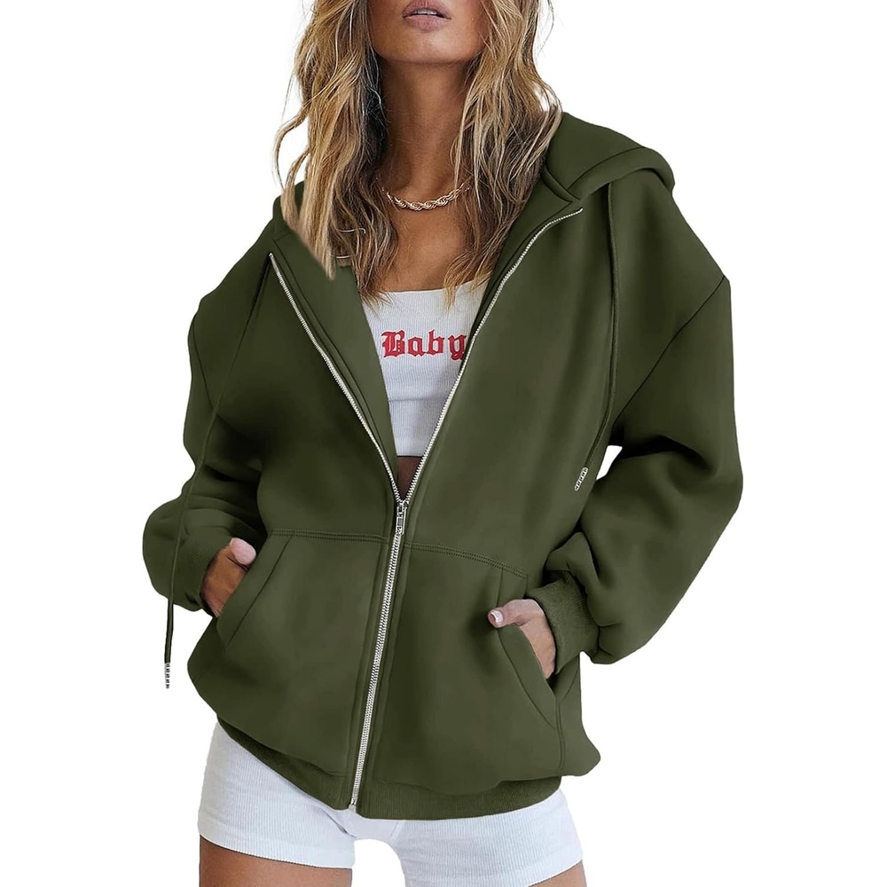 image:imagePRETTYGARDEN Womens Fall Zip Up Hoodies SweatshirtsArmy Green
