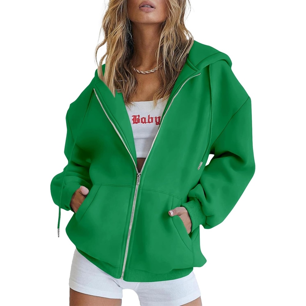 image:imagePRETTYGARDEN Womens Fall Zip Up Hoodies SweatshirtsGreen