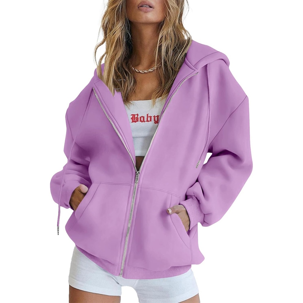 image:imagePRETTYGARDEN Womens Fall Zip Up Hoodies SweatshirtsLight Purple