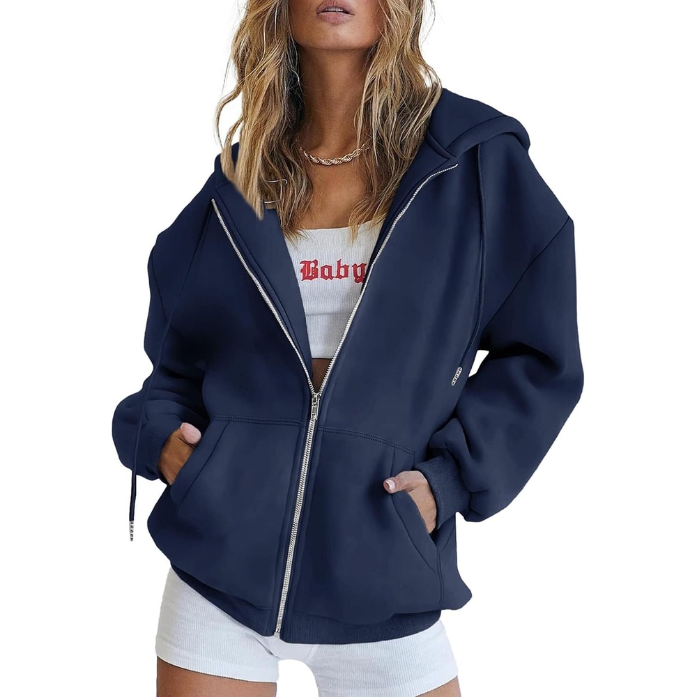 image:imagePRETTYGARDEN Womens Fall Zip Up Hoodies SweatshirtsNavy