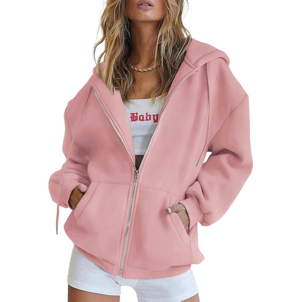 image:imagePRETTYGARDEN Womens Fall Zip Up Hoodies SweatshirtsPink