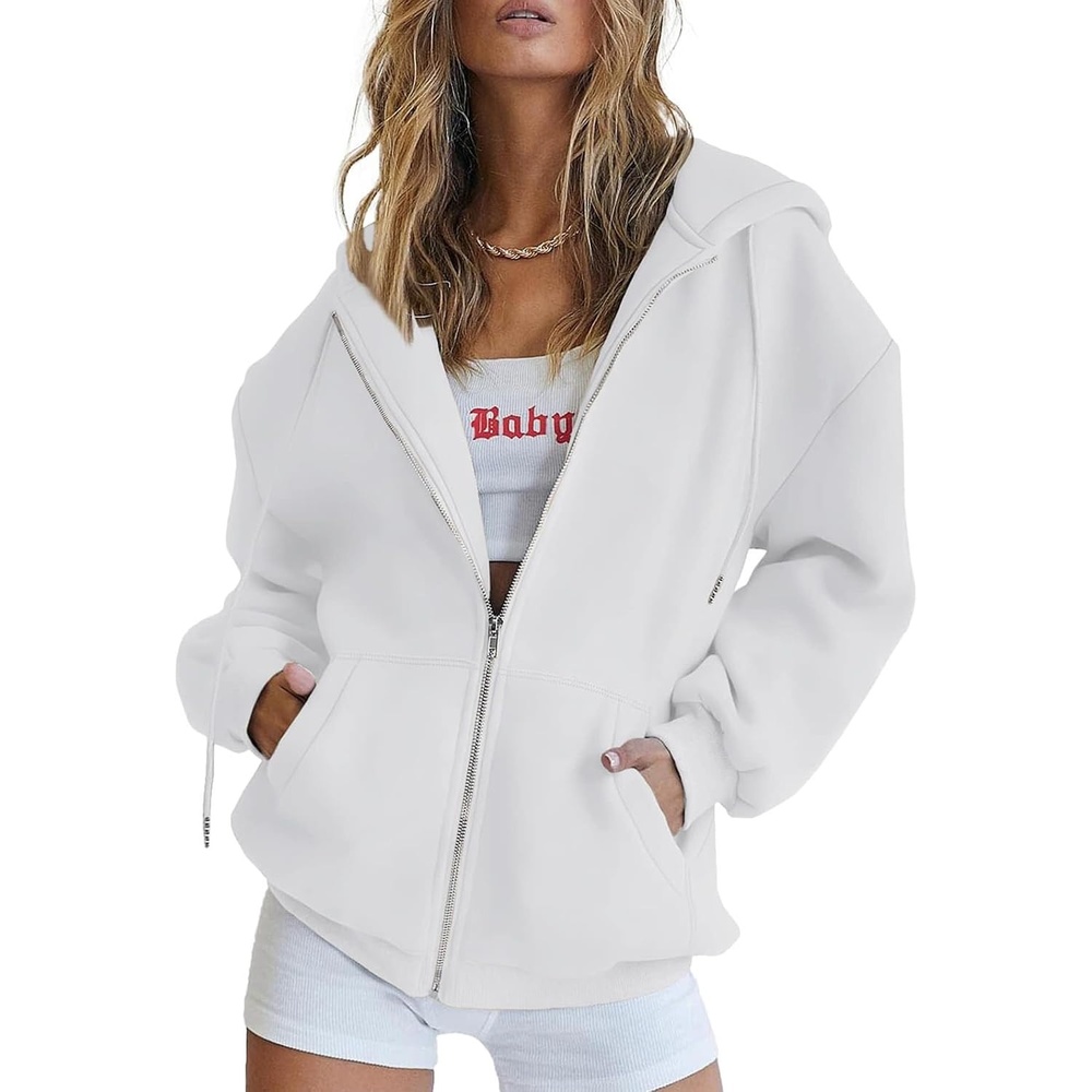 image:imagePRETTYGARDEN Womens Fall Zip Up Hoodies SweatshirtsWhite