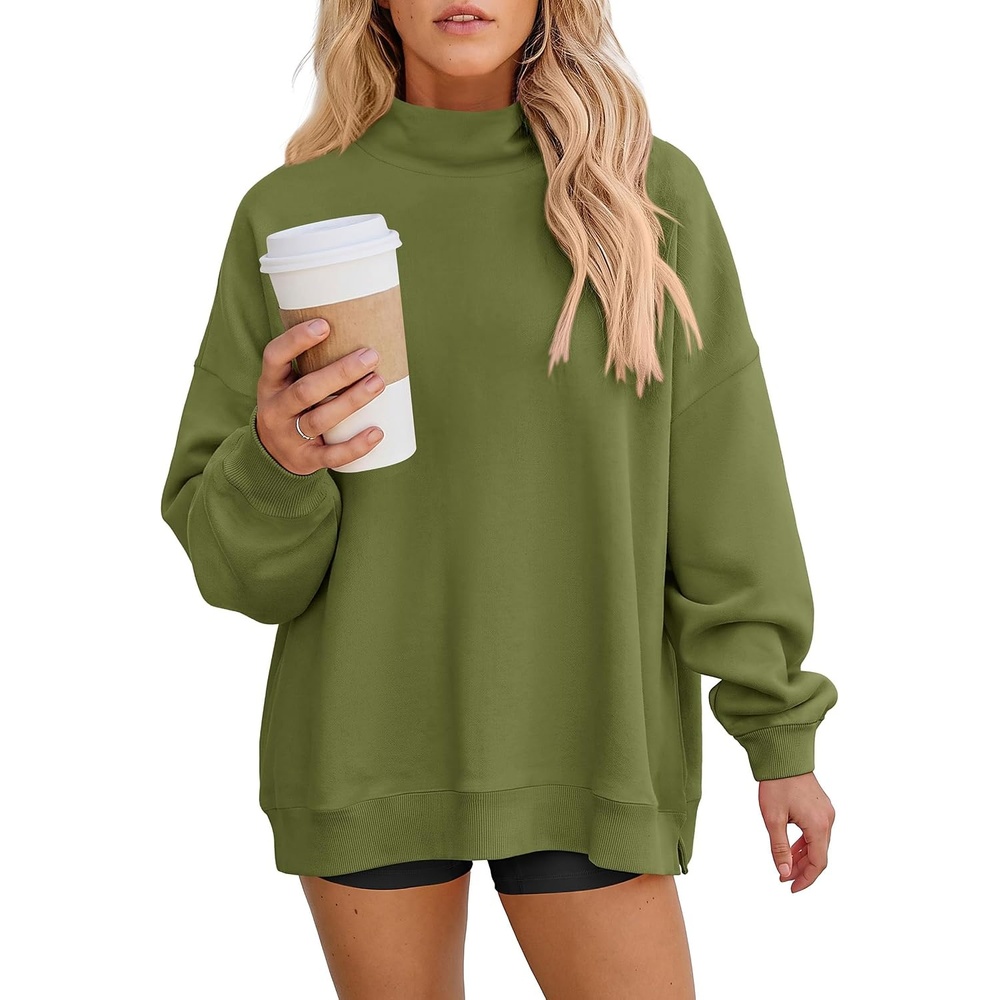 image:imagePRETTYGARDEN Womens Mock Neck Sweatshirt Oversized PulloverArmy Green
