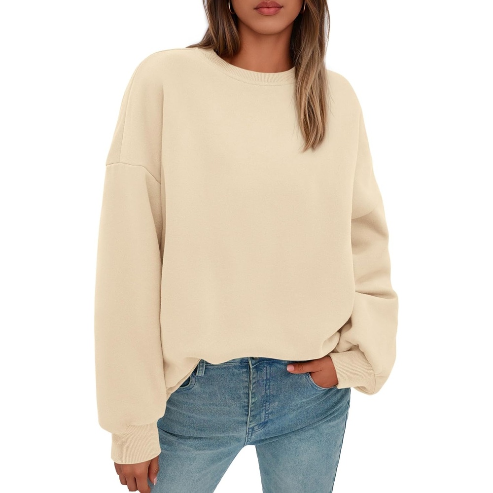 image:imagePRETTYGARDEN Womens Oversized Crewneck SweatshirtBeige