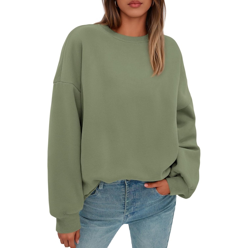 image:imagePRETTYGARDEN Womens Oversized Crewneck SweatshirtForest Green