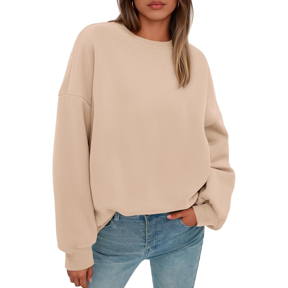 image:imagePRETTYGARDEN Womens Oversized Crewneck SweatshirtKhaki