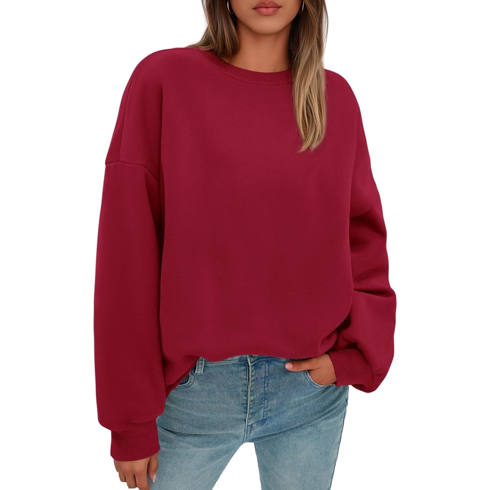 image:imagePRETTYGARDEN Womens Oversized Crewneck SweatshirtRed