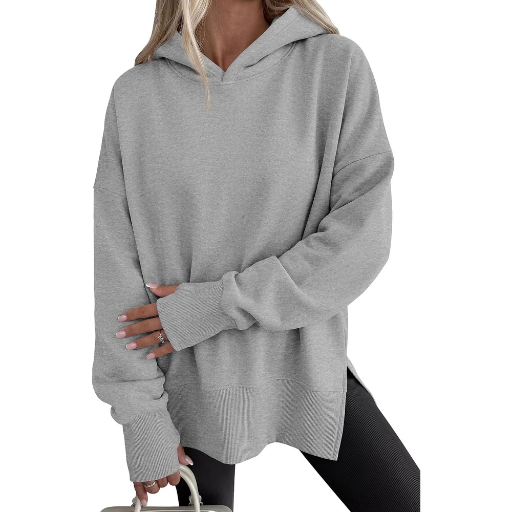 image:imagePRETTYGARDEN Womens Oversized Hoodies Side Slit SweatshirtsGrey
