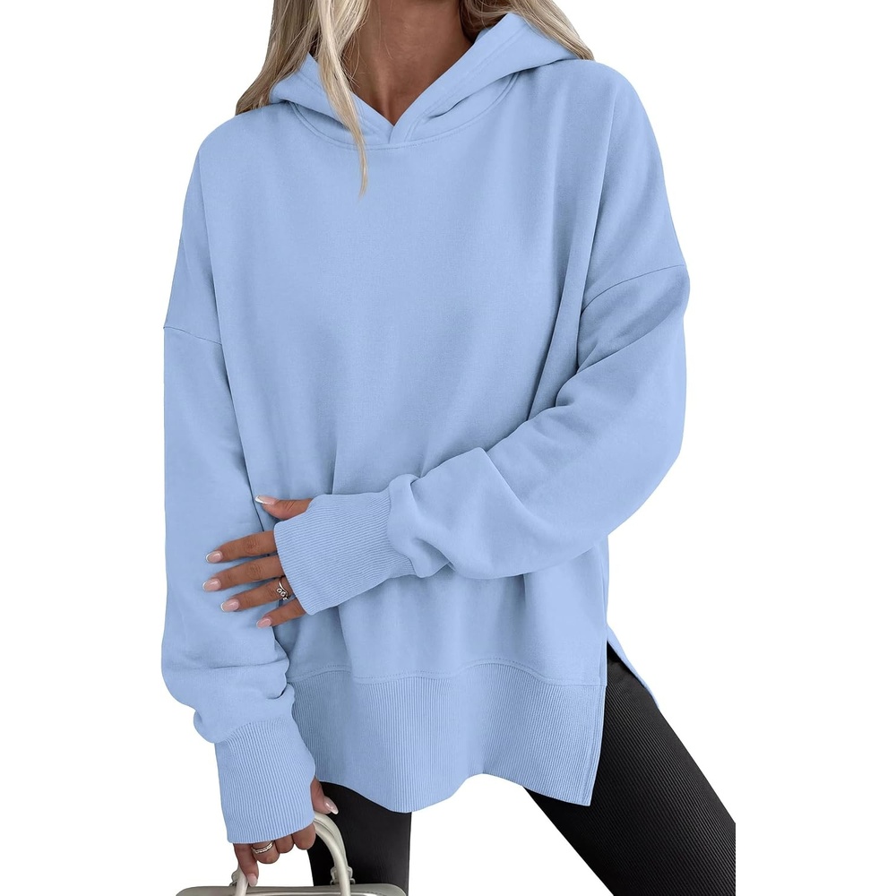 image:imagePRETTYGARDEN Womens Oversized Hoodies Side Slit SweatshirtsLight Blue