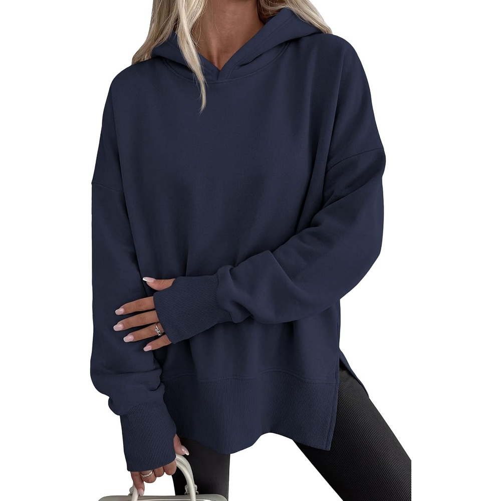 image:imagePRETTYGARDEN Womens Oversized Hoodies Side Slit SweatshirtsNavy Blue