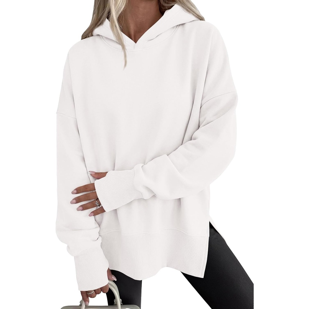 image:imagePRETTYGARDEN Womens Oversized Hoodies Side Slit SweatshirtsWhite