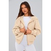 PRETTYGARDEN Hoodies for Women Fall Fashion Zip Up Fleece Plain Sweatshirt(Apricot)