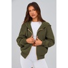 PRETTYGARDEN Hoodies for Women Fall Fashion Zip Up Fleece Plain Sweatshirt(Army Green)