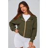 PRETTYGARDEN Hoodies for Women Fall Fashion Zip Up Fleece Plain Sweatshirt(Army Green)