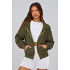 PRETTYGARDEN Hoodies for Women Fall Fashion Zip Up Fleece Plain Sweatshirt(Army Green)