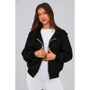 PRETTYGARDEN Hoodies for Women Fall Fashion Zip Up Fleece Plain Sweatshirt(Black)