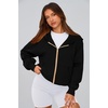 PRETTYGARDEN Hoodies for Women Fall Fashion Zip Up Fleece Plain Sweatshirt(Black)